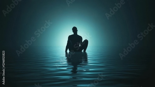 Wallpaper Mural Silhouette of a person meditating in water. Torontodigital.ca