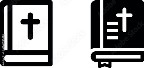 Bible with Christian Icon Vector Symbol Set for Religious and Spiritual Designs