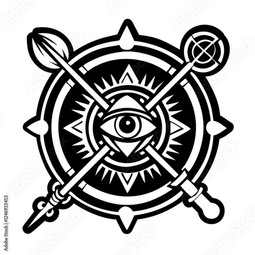 Mystic eye symbol icon in solid style