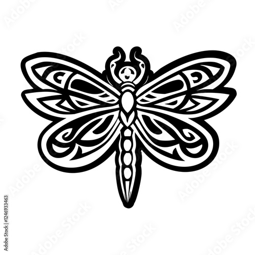 A glyph style icon of dragonfly tattoo