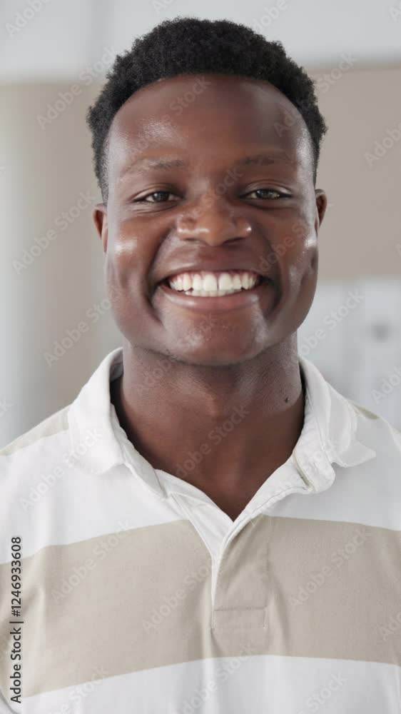 Face, friendly and laughing with black man intern in creative workplace for start of design career. New job, opportunity and optimism with funny African employee in agency workplace for development Face, friendly and laughing with black man intern in creative workplace for start of design career. New job, opportunity and optimism with funny African employee in agency workplace for development