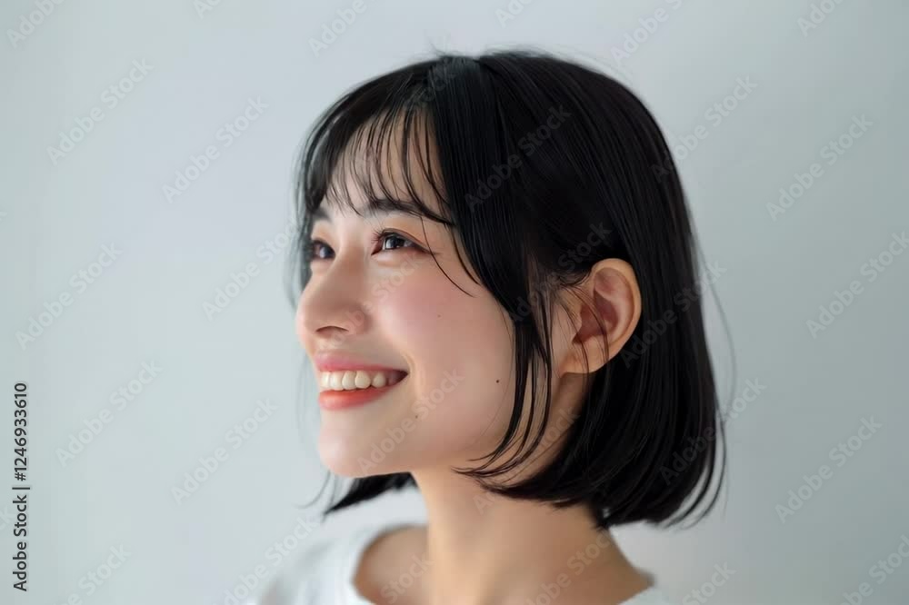 黒髪ボブの綺麗な日本人女性の横顔の写真(ヘアケア・ボブヘア・短髪・背景なし)
黒髪ボブの綺麗な日本人女性の横顔の写真(ヘアケア・ボブヘア・短髪・背景なし)