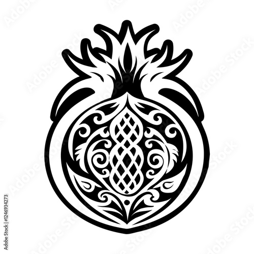 Pomegranate tattoo icon in filled style