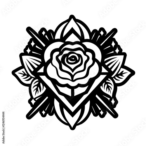Rose symbol icon in solid style