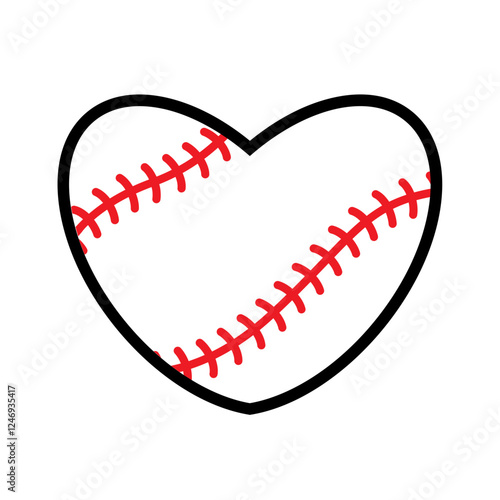 Baseball Ball Heart Shape