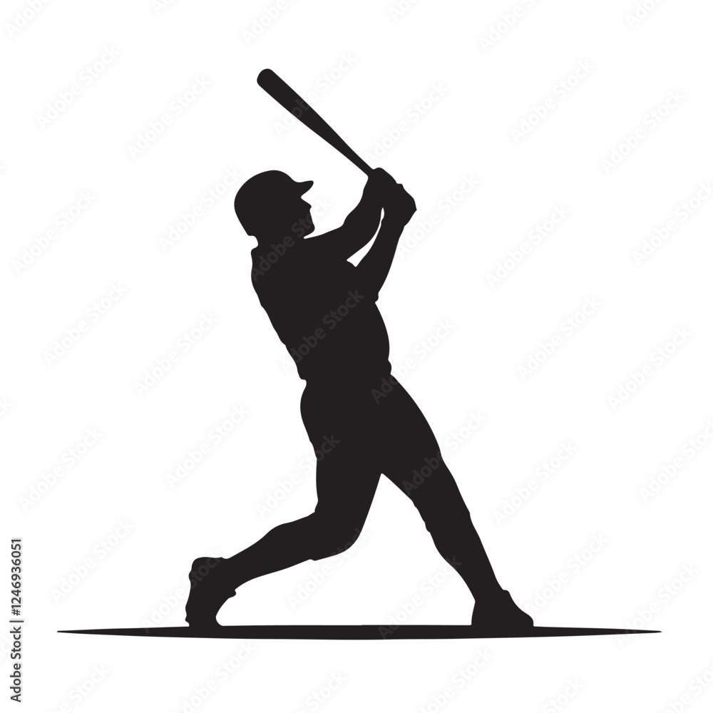 Silhouette vector illustration of a baseball batter swinging on a white background Silhouette vector illustration of a baseball batter swinging on a white background