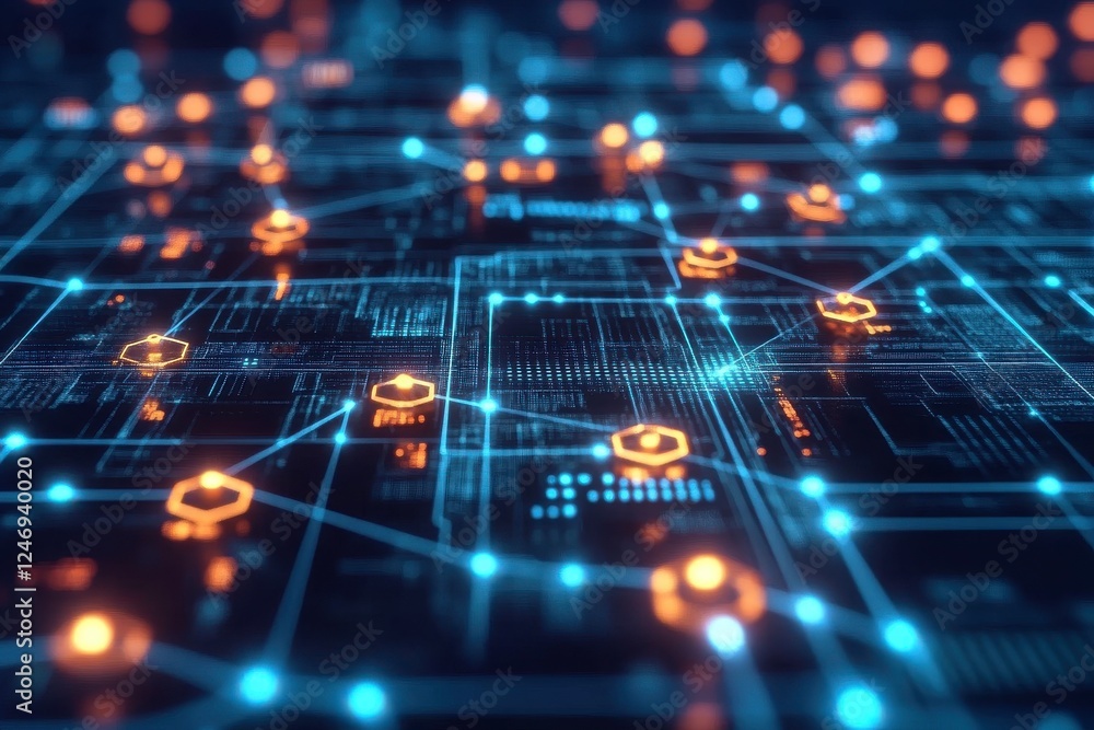 A vibrant, digital network visualization featuring interconnected nodes and glowing lights, representing technology and data flow. A vibrant, digital network visualization featuring interconnected nodes and glowing lights, representing technology and data flow.