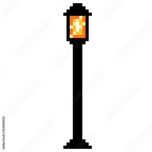 Garden Lamp light pixel art. 8 bit pixel lamp. garden light 