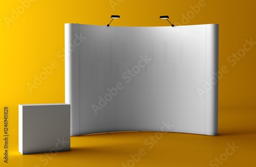 Blank spider wall stand for advertisement. Blank fair stand. 3x3 trade show. Pop up stand design.
