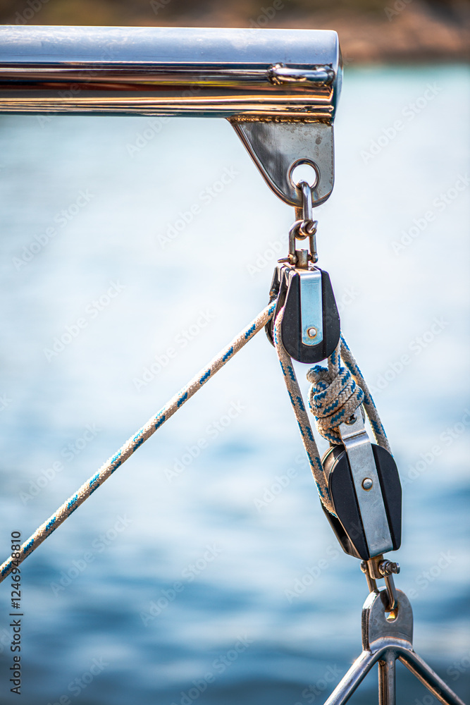 Nautical Precision: Macro Shot of Rope and Winch on Ship Nautical Precision: Macro Shot of Rope and Winch on Ship