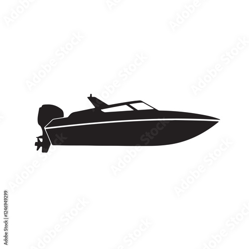 Silhouette vector illustration of a speedboat icon on a white background