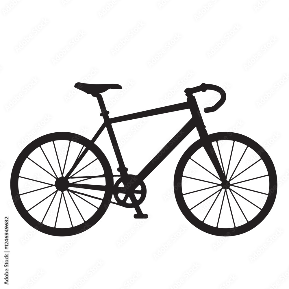Obraz premium Silhouette vector illustration of a sports bicycle icon on a white background
