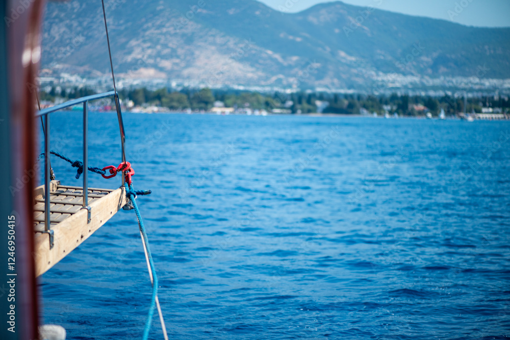Blue Horizons: Ship Components Against a Stunning Sea View