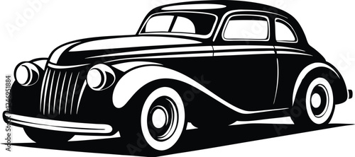  hotrod classic car vector graphic, american vintage hot rods car silhouette vector illustration  