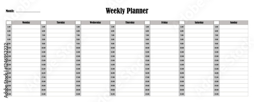 Weekly planner, personal organizer. Vector design.