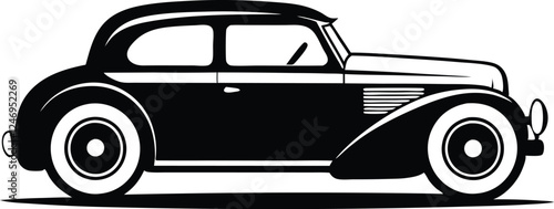  hotrod classic car vector graphic, american vintage hot rods car silhouette vector illustration  