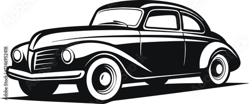  hotrod classic car vector graphic, american vintage hot rods car silhouette vector illustration  