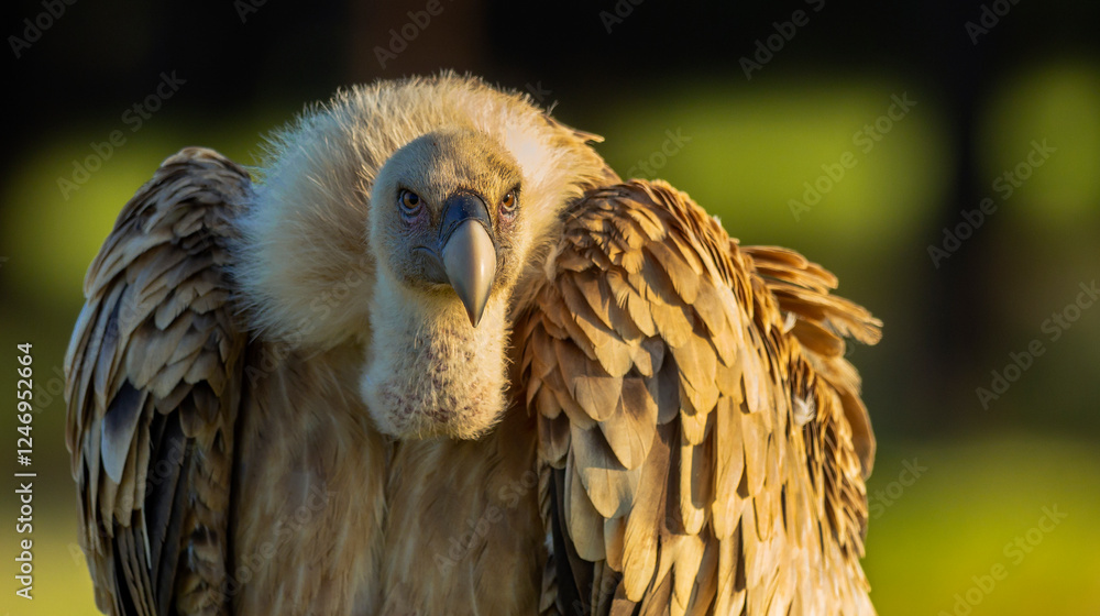 Obraz premium Eurasian Griffon Vulture, Gyps fulvus, Agricultural Fields, Castilla y Leon, Spain, Europe