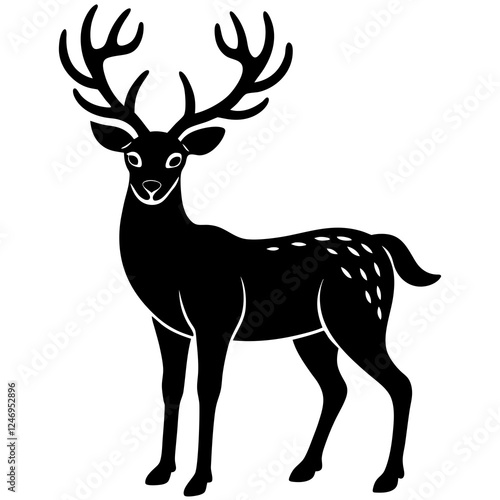 A deer with antlers looking majestic silhouette vector illustration 