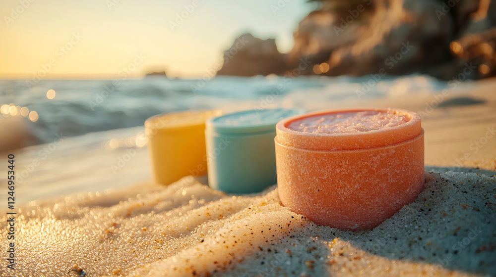 Candle burning on a sandy beach at sunset with gentle waves and peaceful atmosphere Candle burning on a sandy beach at sunset with gentle waves and peaceful atmosphere
