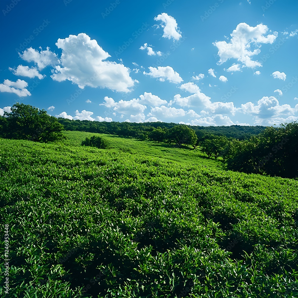 Lush Green Field Under a Bright Blue Sky Lush Green Field Under a Bright Blue Sky