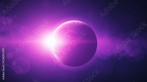 Wallpaper Mural Purple planet rotating in space with bright sunlight and purple nebulae Torontodigital.ca