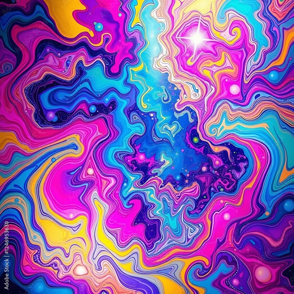 Artistic illustration. Colorful psychedelic abstraction of oil stains Artistic illustration. Colorful psychedelic abstraction of oil stains