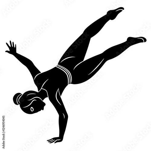 A gymnast performing a flip silhouette vector illustration 