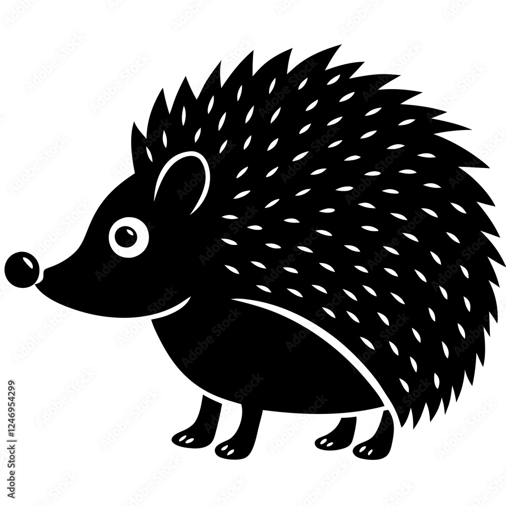 A hedgehog sniffing the air silhouette vector illustration A hedgehog sniffing the air silhouette vector illustration