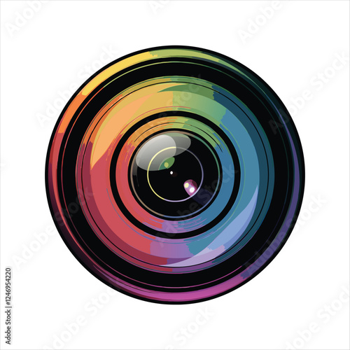 Professional Camera Lens Illustration Downloadable for Commercial and Personal Use