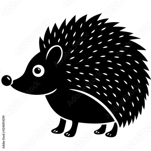  A hedgehog sniffing the air silhouette vector illustration 