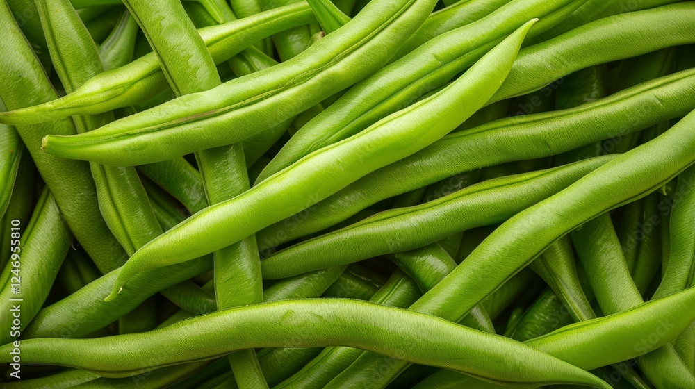 fresh green beans that has been scattered randomly fresh green beans that has been scattered randomly