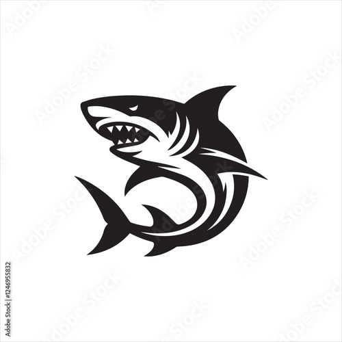 Shark silhoutee vector on white background 