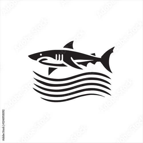 Shark silhoutee vector on white background 