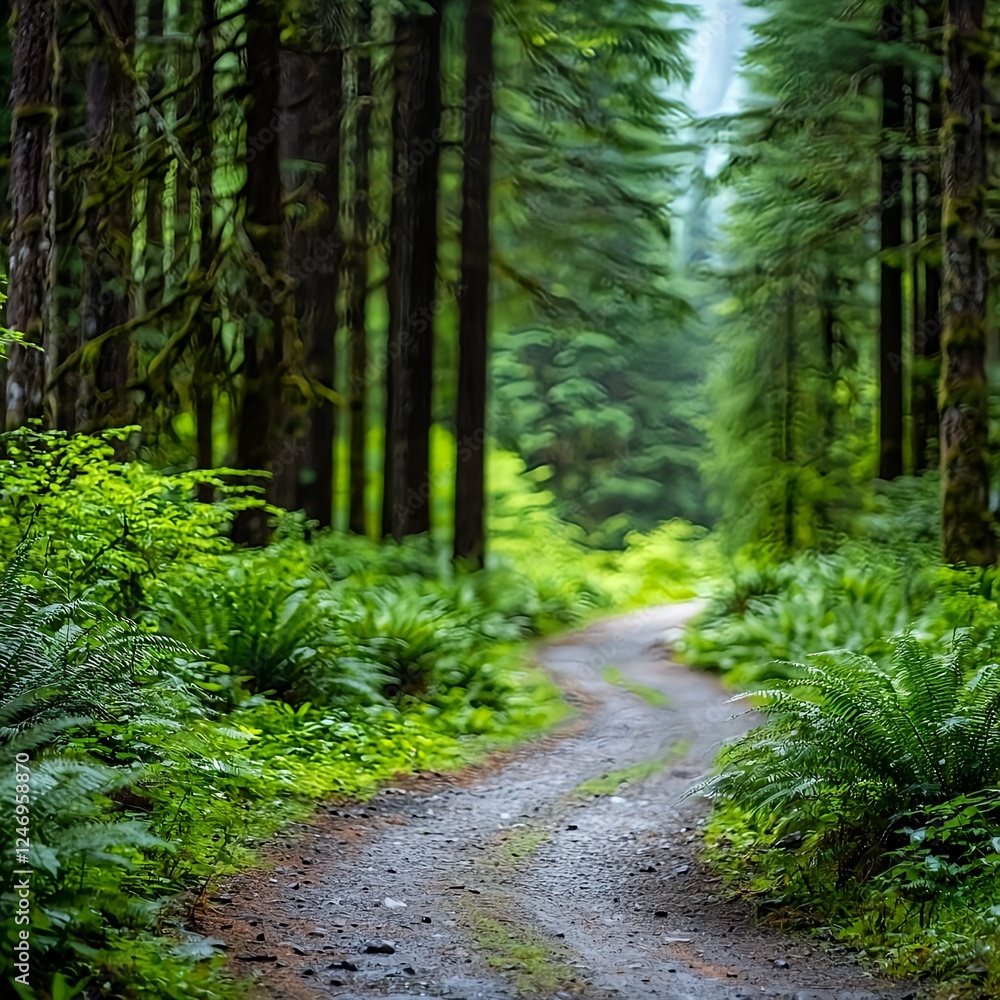 Obraz premium Lush Green Forest Path