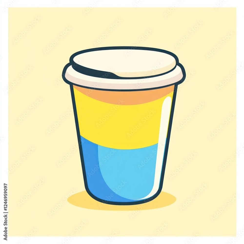 Cartoon coffee cup, vibrant colors, simple design, graphic illustration, for branding or social media Cartoon coffee cup, vibrant colors, simple design, graphic illustration, for branding or social media