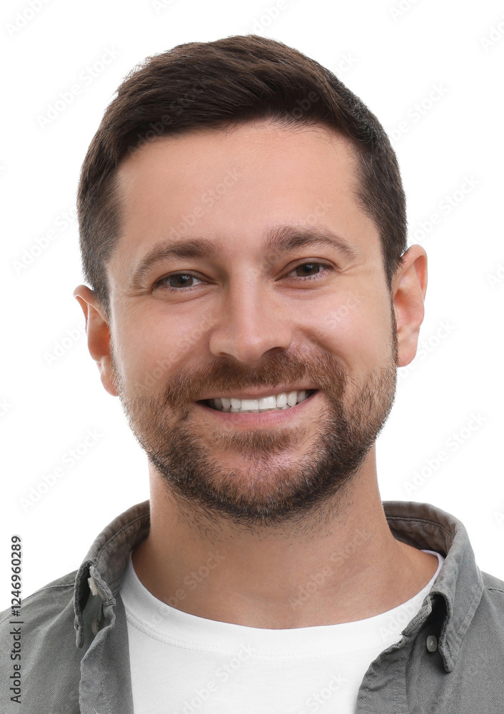 Obraz premium Passport photo. Portrait of man on white background