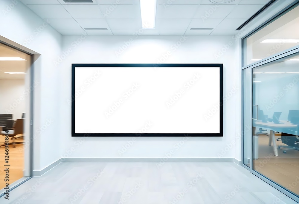 Blank Presentation Screen in Modern Office: Mockup for Display Blank Presentation Screen in Modern Office: Mockup for Display