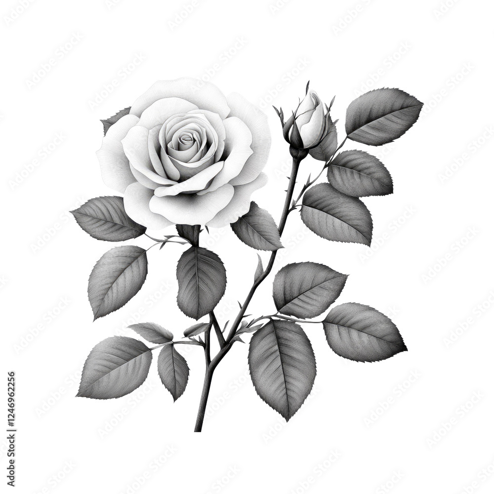 Obraz premium Monochrome Rose Blossom Elegance in Black and White