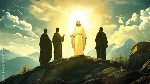 The transfiguration of jesus  a radiant revelation to peter, james, and john on the mountain
