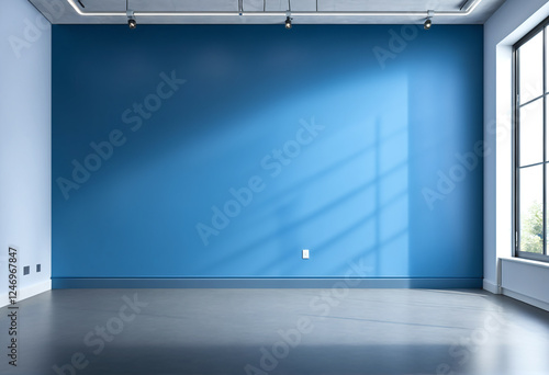 Obraz na płótnie Empty room with blue wall