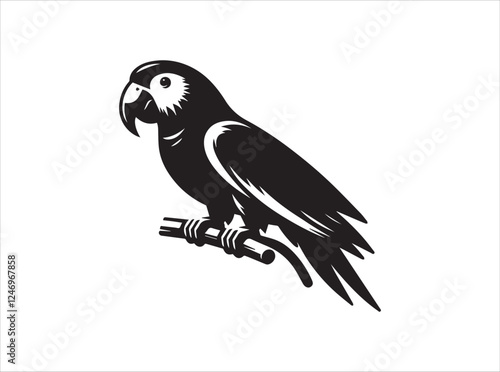 "Parrot Bird Silhouette Vector Illustration for Exotic and Nature-Inspired Designs"