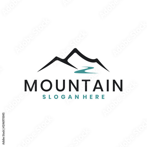 Mountain river logo design vector icon photo