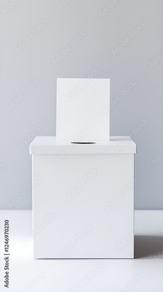 White Ballot Box With Blank Card Election Day Voting Democracy Participation Choice White Ballot Box With Blank Card Election Day Voting Democracy Participation Choice