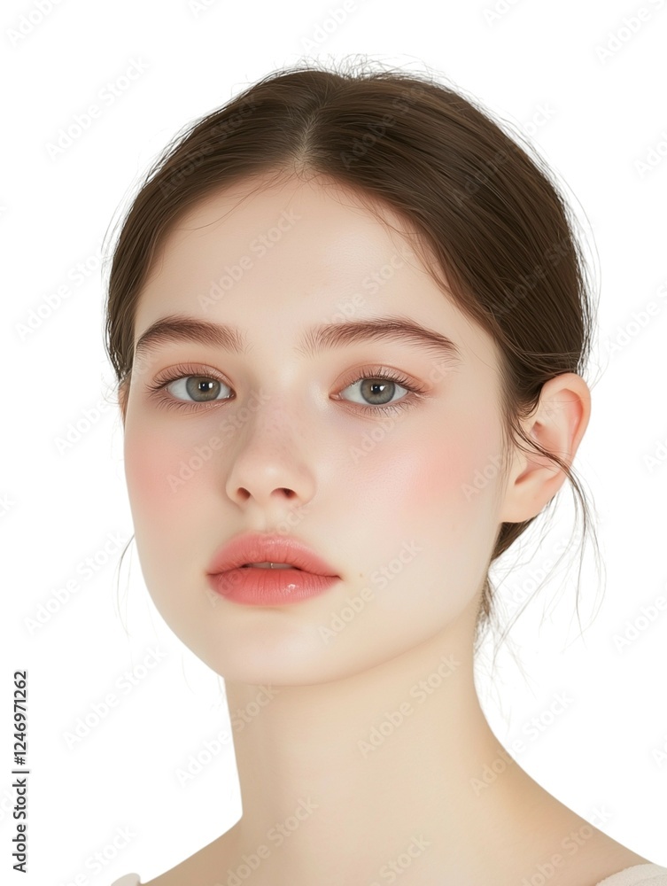 Fototapeta premium Natural Beauty Portrait of a Young Woman with Radiant Skin
