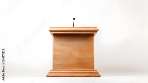 Wooden Podium with Microphone for Speeches Presentations and Events photo