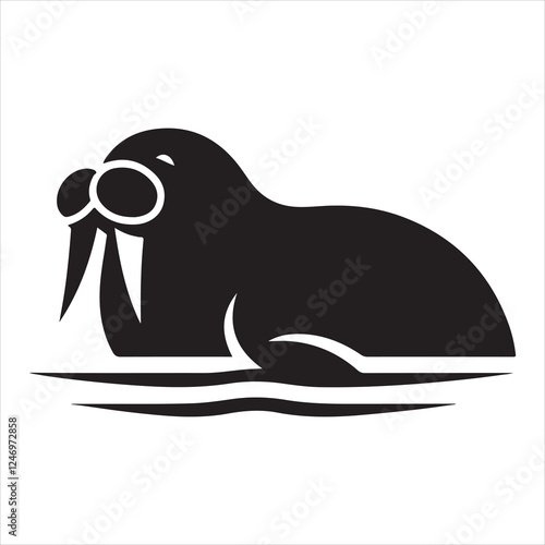 Walrus Silhouettes Walrus sets icon vector on White Background Vector Art