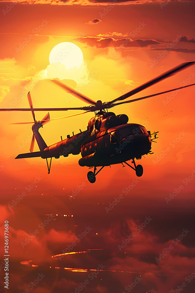 Sunset Beauty: A Mesmerizing Capture of PZ Helicopter in Flight Sunset Beauty: A Mesmerizing Capture of PZ Helicopter in Flight