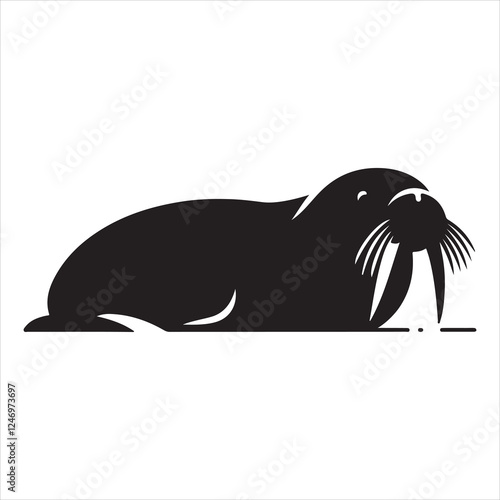 Walrus Silhouettes Walrus sets icon vector on White Background Vector Art