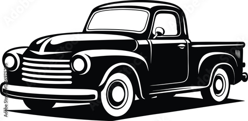 Pickup silhouette, pickup graphic vector, pickup truck, pickup truck black icon isolated on white background 